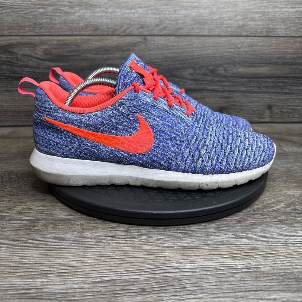 Nike Mens Blue Flyknit Rosherun 677243-500 Lace Up Low Top Shoes Size 9.5